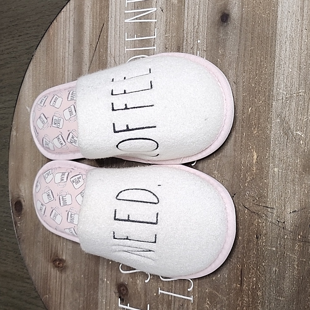 RAE DUNN NEED COFFEE SLIPPERS
